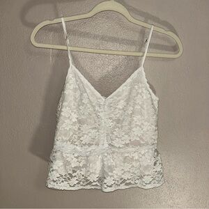 Abercrombie & Fitch Floral Lace Camisole in White